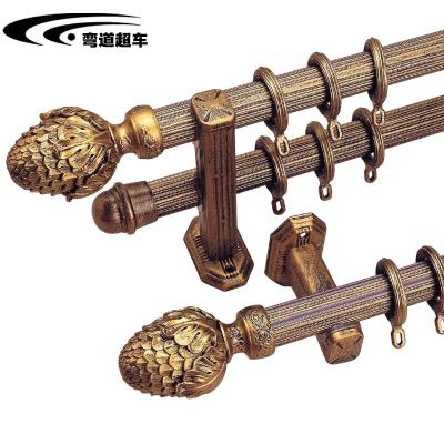 China Vintage Grain Rome Aluminum Wooden Curtain Rod Set For Home Decoration Curtain Poles Tracks for sale