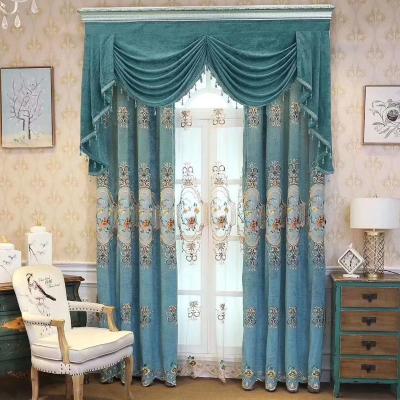 China Luxury Ready Made European Style Window Blackout Embroidery Blackout Hotel Soft Curtains for sale