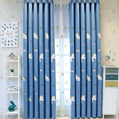 China Wholesale Blackout Cartoon Designs Printing Fabric Kids Blackout Window Curtains For Kids Bedroom Wave Curtain Polyester/Cotton for sale