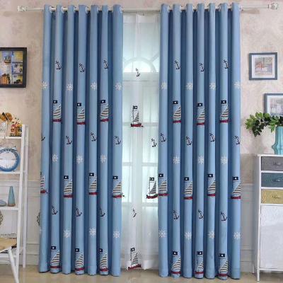 China Stylish Blackout Cartoon Printed Curtains For Kids Bedroom Blue Cute Polyester For Kids Shading Window Fabric for sale