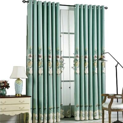 China Chenille Embroidery Shade Cloth Blackout European Style Simple And Luxury Green Soft Curtain for sale