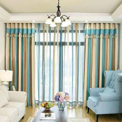 China Printing Chenille Stripes Luxury Home Hotel Cafe Ready Made Curtains For Living Room for sale