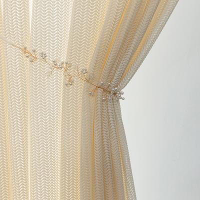 China Eco-friendly Blackout Textile Polyester Fabric Customized Wave Fishbone Pattern Sheer Curtains For Room for sale