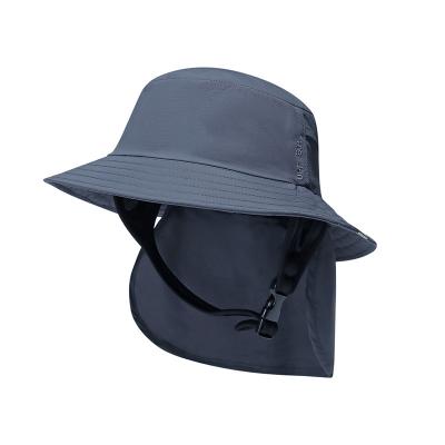 China Nylon Waterproof Bucket Hat Sun Protection Surf Hat UPF 50+ Sun Fishing Bucket Hats Floating Hat With Chin Strap for sale