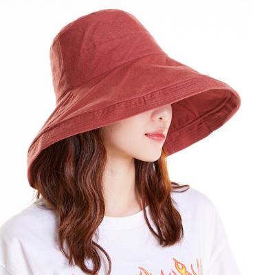 China Sun Protection Wholesale Outdoor Summer Wide Brim Sun Hat Fashion Women Beach Hat Spring Autumn Summer Anti UV Bucket Hat For Woman Lady for sale