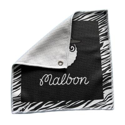 China Modern Wholesale Custom Logo Printed Sublimation Microfiber Waffle Golf Towel With Hook for sale