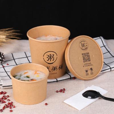 China Food Grade Recyclable Custom Disposable Soup Cup Food Wrapping Paper Takeout Bowl With Lid for sale