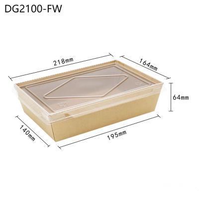 China 2100ml Box Meal Wrapping Paper Novelty Custom Order Plastic Disposal Lunch Box Eco-Friendly Brown Box for sale