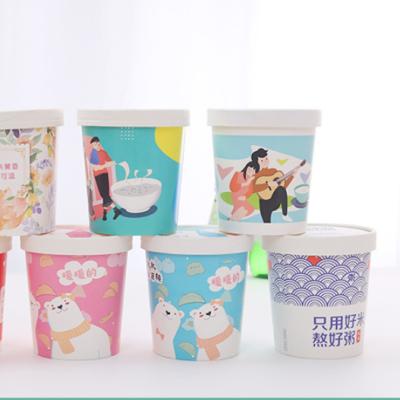 China Recyclable Disposable Take Away Hot Soup Cup Biodegradable Kraft Paper Bowl With Lid for sale