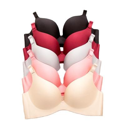 China Satin Solid Color Wireless QUICK DRY Seamless One Piece Without Steel Ring Adjustment Push Up Bra For Women for sale