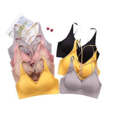 China Sleepone-piece yoga tracelss bra woman elastic top QUICK DRY seamless elegant everyday removable pads full cups every day wire free bra for sale