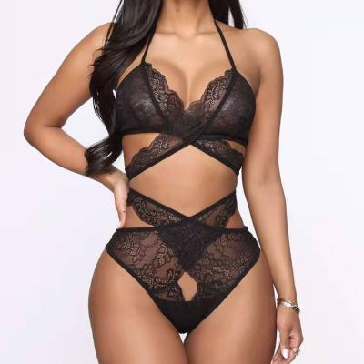 China Large size sexy three-point temptation one-piece three-point suit underwear see through pajamas for sale