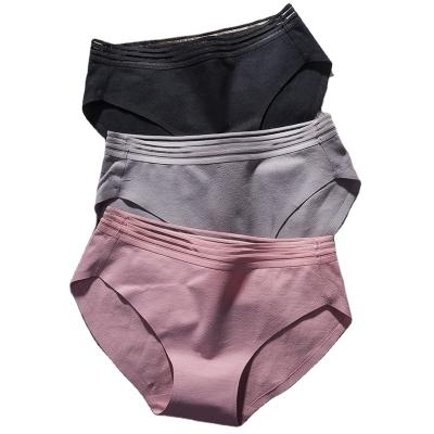 China New Women's Antibacterial Plus Size Cotton Underwear Solid Color Waist Panties 100% Cotton Mid Crotch Seamless Women's Panties for sale