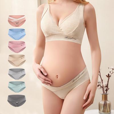 China Low Rise 4 Piece Antibacterial Pregnancy Underwear Briefs Cute Cartoon Under Bump Cross-Criss Maternity Panties for sale