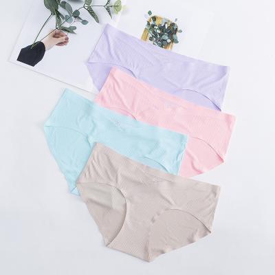 China Antibacterial Ice Silk Traceless Breathable Underwear Comfortable Breathable Triangle Waist Pregnant Women Low Abdominal Panties for sale