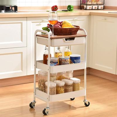 China Customized Organizer Eco-friendly Storage Cart Trolley with Drawers, 3 Tier Storage Office Supplies Rolling Cart for Bedroom Classroom for sale