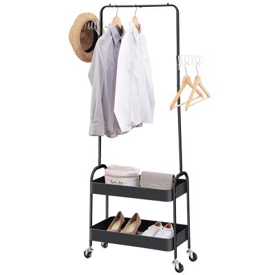 China Pink Multifunction Garment Racks Multi-Function Coat Rack Laundry Z Mounted Folding Clothing Rack Rolling Hanger For Shop for sale