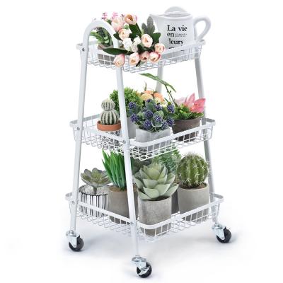 China CLASSIC 3 Tier Rolling Serving Cart, Storage Cart Utility Cart with Wheels Easy Assembly for Kitchen, Living Room, Office, Lounge for sale