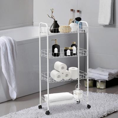 China Best Priced CLASSIC Makeup Wire Basket Vintage Design Basket Trolley Cart Serving Storage Vegetable Rack Serving Cart with Quiet Wheels for sale