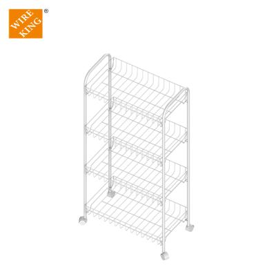 China Wholesale CLASSIC Rolling Storage Cart Kitchen Trolley Steel Wire Vegetable Storage Cart Racks And Racks 4 Tier for sale