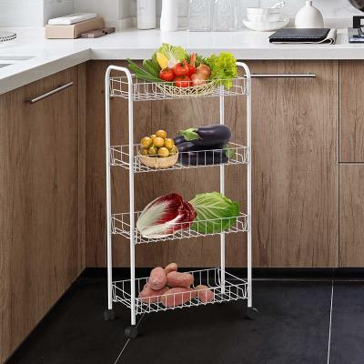 China Pretty Design 3 Tier Kitchen Storage Rack White Kitchen Trolley Multi Purpose Vegetable Cart for sale