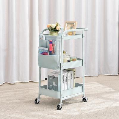 China 3-Tier Modern CLASSIC Kitchen Home Storage Mobile Organizer Rack Rolling Cart Utility Cart With Canvas Bag for sale