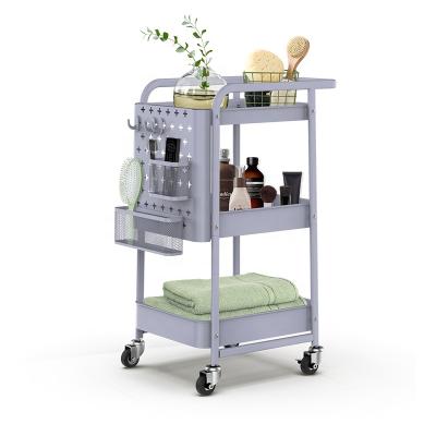 China CLASSIC Rolling Cart 3 Tier Rolling Carts Diy Pegboard Hooks Extra Rolling Cart , Metal Utility Cart Shelving With Locking Wheels for sale