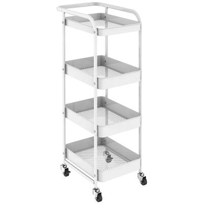 China Hot Selling Living Room/Kitchen/Bathroom Amazon Kitchen Carts On Tier Utility Shelf Cart 4 Wheels Universal Rolling Kitchen Shelf Organizer Cart for sale