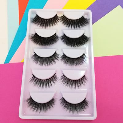 China Long Natural False 3D Mink False Eyelashes With Lashes Tray Cruelty Free Wholesale Silk 13mm Mink Eyelashes 5 Pairs for sale