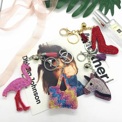 China Handsome Children's Gift Key Buckle Animal Cheap Crystal Diamond Rhinestone Key Chain Animal Key Chain for sale