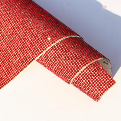 China 9.4*7.9 inch Shiny Red Crystal Rhinestone Sticker Decorative Sticker Self Adhesive Shiny Rhinestone Gem Crystal Sticker for sale