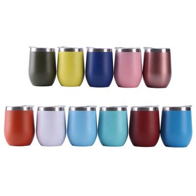 China Sustainable Stainless Steel White Lid Stemless Insulated Double Walled Tumbler Customized Wine Mug for sale