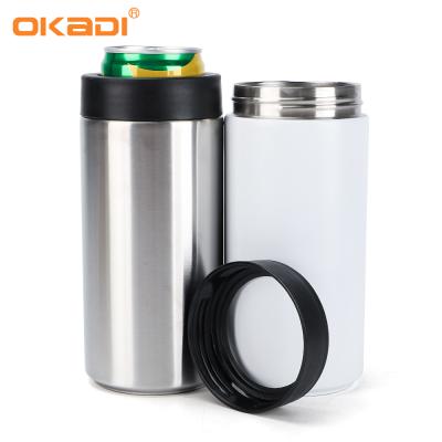 China 12Oz Travel Wall Mounted Vacuum Stainless Steel Vacuum Tumbler Keep Cool Canned Beverage Cans Double Insulated Beer Can Holder Cooler for sale