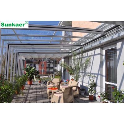 China Modern High Quality Polycarbonate Material Sheet Greenhouse Retractable Sunroom House for sale