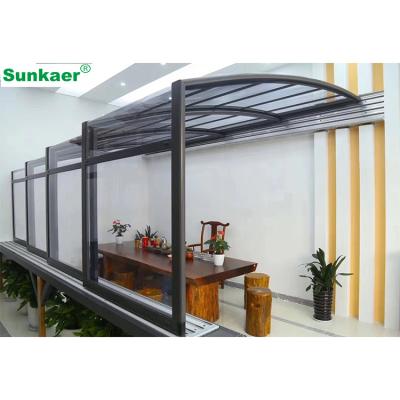 China Modern Movable Retractable Garden Fences Polycarbonate Sheet Greenhouse Free Standing Sunroom for sale