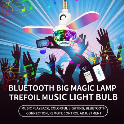 China RGB Bluetooth Speaker Light Bulb Folding LED Music Wireless New Light Bulb With 40W E26 E27 Base RGB Blue-tooth Stereo Audio Speaker Bulbs for sale