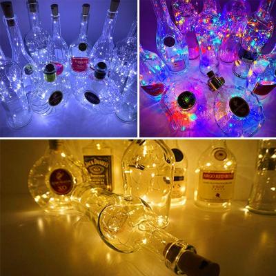 China Copper Wire Wine Bottle Cork String Light 20 LED Wine Bottle Lights with Battery Operated Mini Cork String Lights For Liquor Fairy Silver Wire Cork Lights Bottle Crafts for sale