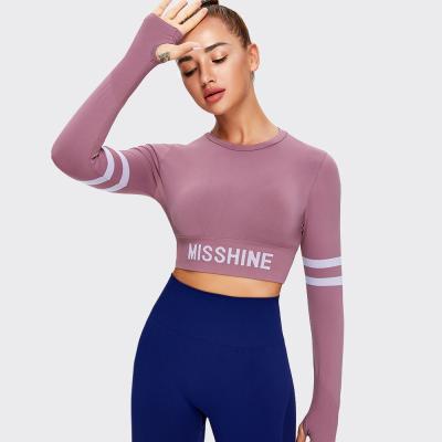 China Wholesale Breathable Yoga Crop Tops Women Sport Fitness Gym Long Sleeve Yoga Equipment Workout Clothes Sports Wear for sale