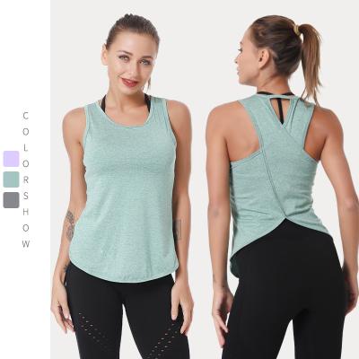 China Singlet Back Loose Women's Yoga Vest Yoga Gym Crop Tops Breathable Breathable Sleeveless Fitness Tops Yoga Clothes For Women for sale