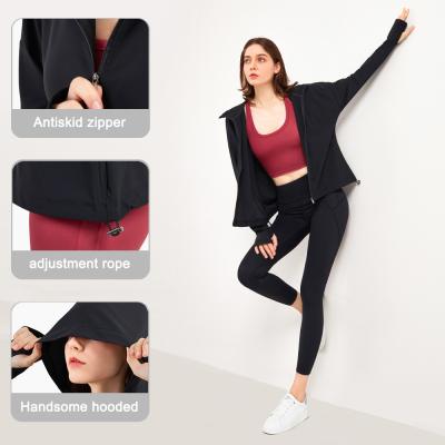 China Wholesale Women's Breathable Quick-Drying Full Zip Gym Jacket Yoga Hoodie Sports Pullover Gym Jacket Active Lightweight Active for sale