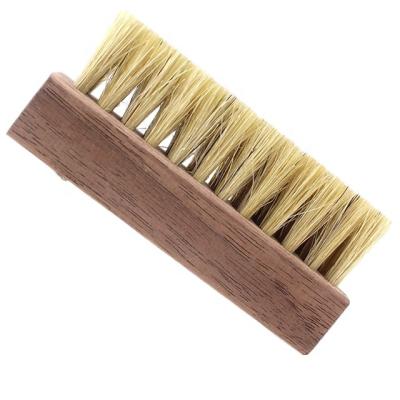 China Shoe Walnut Grip Horse Hair Shoe Brush Cleaning Wooden Horse Hair Sneaker Brush Remover Brush for sale