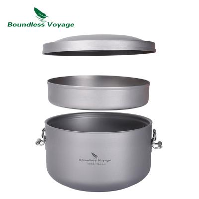 China Portable Instant Noodle Bowl Camping Bowl Double Layer Titanium Pure Outdoor Titanium Uncoated Bento Bowl with Cover Large for sale