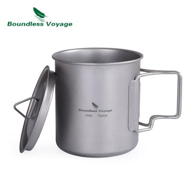 China Viable Pure Titanium Water Mug Folding Outdoor Handle With Lid Camping Portable Coffee Mug Can Boil Water Single Cup for sale