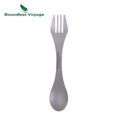 China Multifunctional Titanium Spoon Camping Outdoor Cutlery Three-in-one The Rice Spoon Fork Soup Spoon Camping Picnic Fork for sale