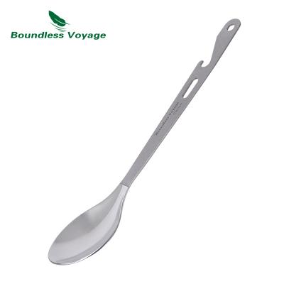 China Viable Pure Titanium Outdoor Camping Spoon Multifunctional Spoon Opener Can Hang Lightweight Portable Fork Spoon Tableware Spoon for sale