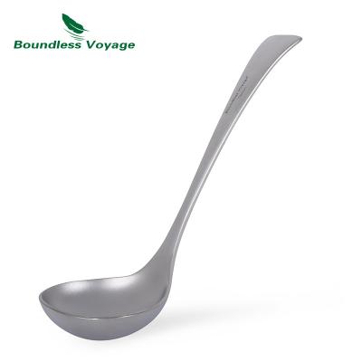 China Durable pure titanium household soup spoon handle kitchen appliances lightweight portable long camping hot spoon anti for sale