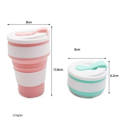 China Viable Silicone Folding Coffee Mug With Lid 350ml Collapsible Outer Water Cup Portable Travel Mouthwash High Temperature Resistant for sale