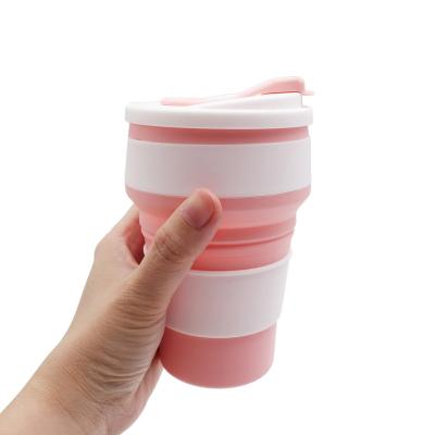 China Travel 350ml Portable Friendly Collapsible Coffee Cup Viable Silicone Foldable Coffee Cup Mug With Lid for sale