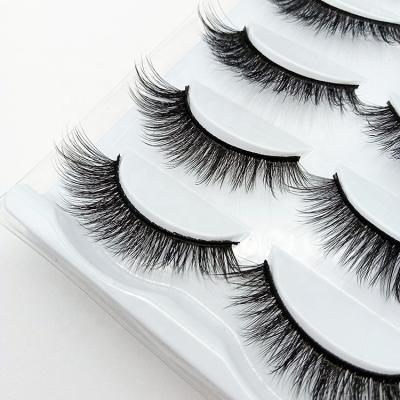 China Long Natural Natural 3D Mink Eyelashes 5 Pairs False 3D Mink Lashes False Eyelashes Synthetic Fiber Material for sale