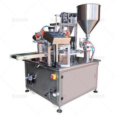 China Cups Filling Machine Automatic Cream and Jelly Yogurt Cream Juice Sugar Honey Rotary Cup Discal Filling Liquid Sealing Machine for sale